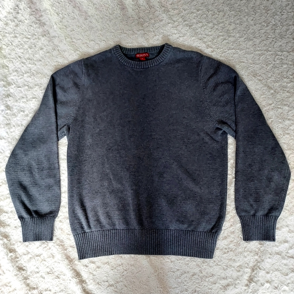 Merona Gray cotton knit pullover sweater Small Fall Dark Academia Closet Staple